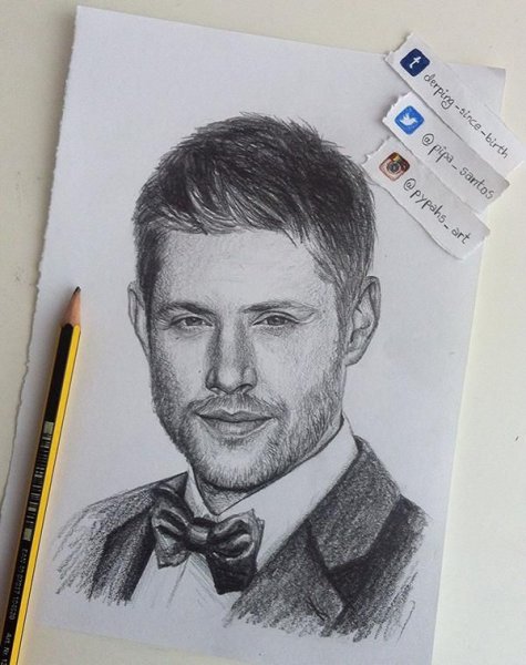 Дженсен Эклз портрет карандашом