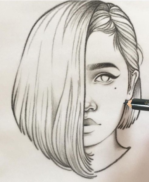 Нарисованная девушка в очках