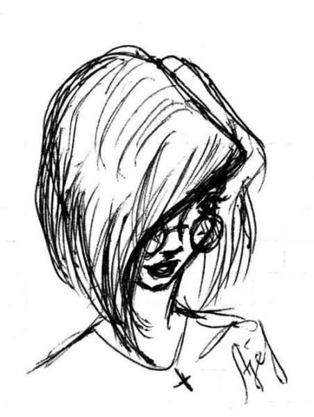 Девушка с каре рисунок карандашом