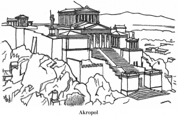 Афинский Акрополь рисунок
