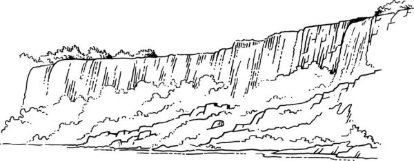 Чб вектор водопад Ниагарский