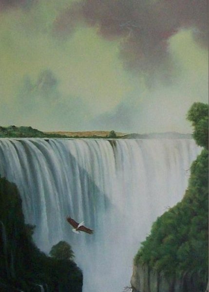Водопад Виктория литография