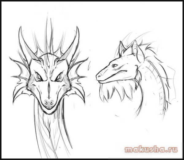 Лицо дракона карандашом