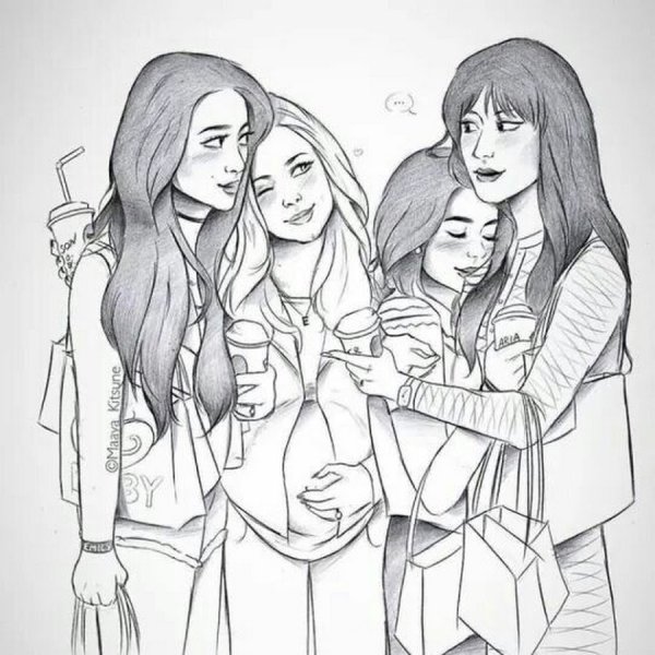 Рисунки карандашом подруги