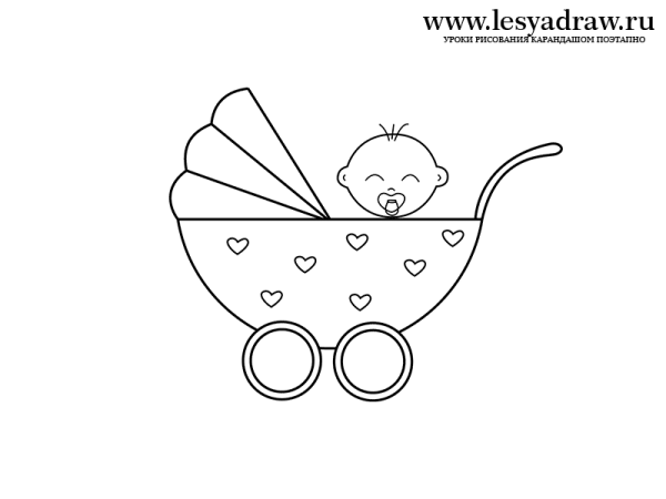 Коляска для новорожденных раскраска