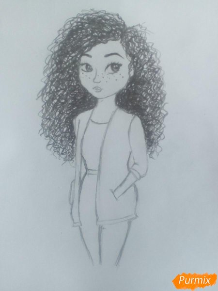 Рисунки девочки с кудрявыми волосами легкие