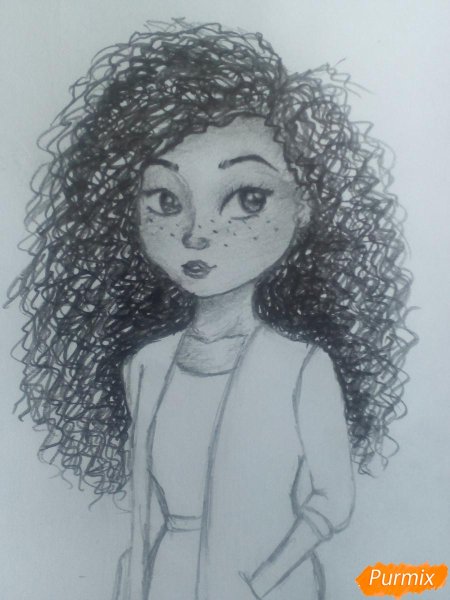 Кудрявая девочка для срисовки