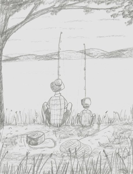 Рисование карандашом рыбалка