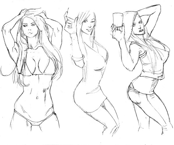 Эскиз женского тела карандашом