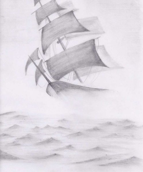 Рисунки кораблей с парусами карандашом