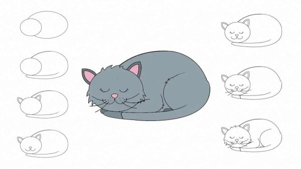 Лежачий кот рисунок карандашом легко (43 фото) » Рисунки для срисовки и не  только