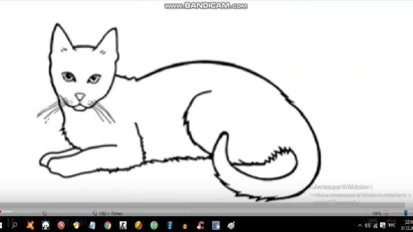 Лежачая кошка рисунок