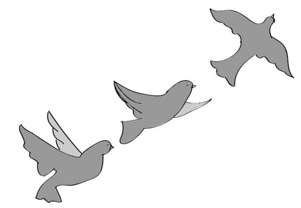 Птица в полете эскиз