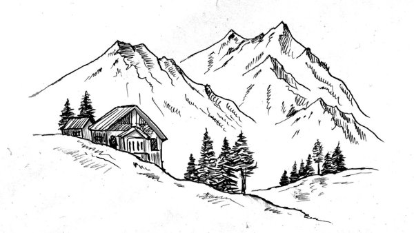 Дом в горах Наброски