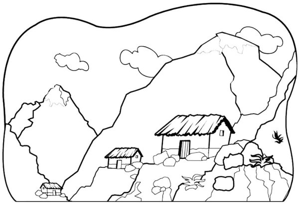 Пейзаж простым карандашом