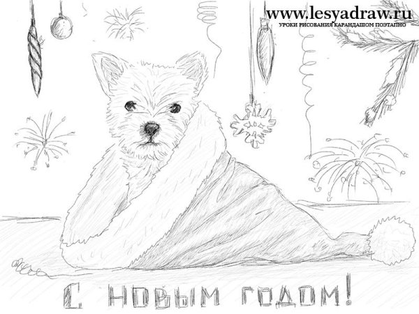 Новогодние рисунки карандашом