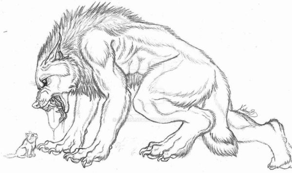 Оборотень рисунок карандашом