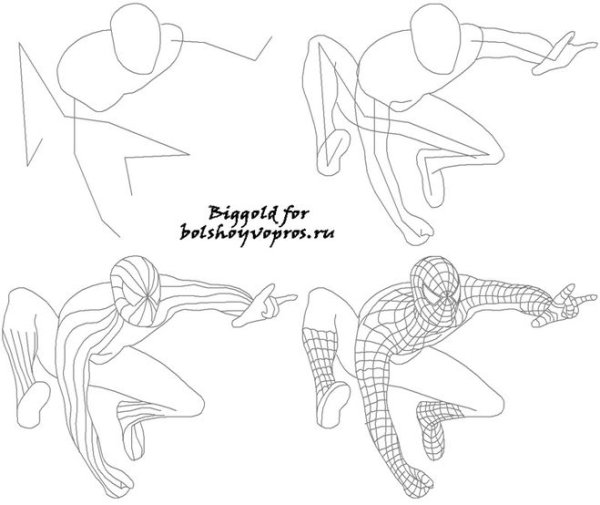 Как рисовать человека паука