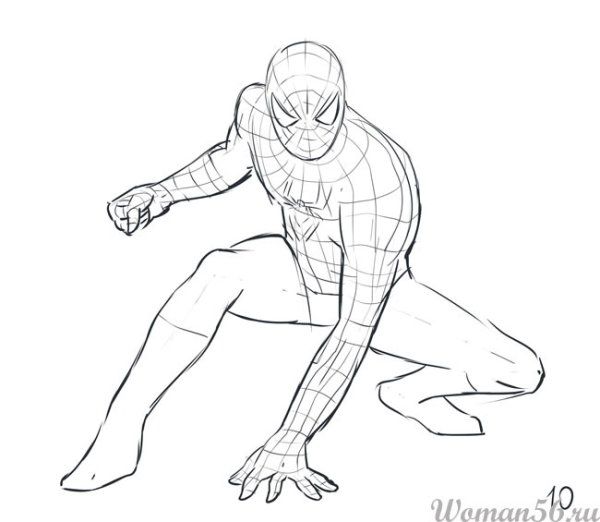 Человек паук рисунок пошагово