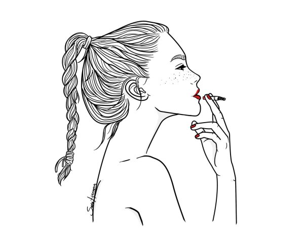 Девушка карандашом