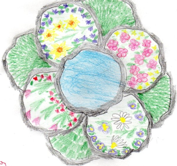 Клумба с цветами раскраска