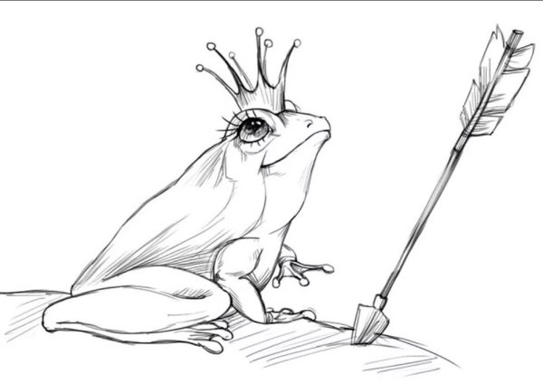 Иллюстрация к сказке Царевна лягушка карандашом