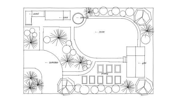 Чертеж генерального плана приусадебного участка