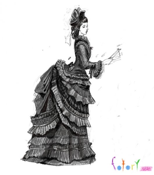 Женщина в русском народном костюме набросок