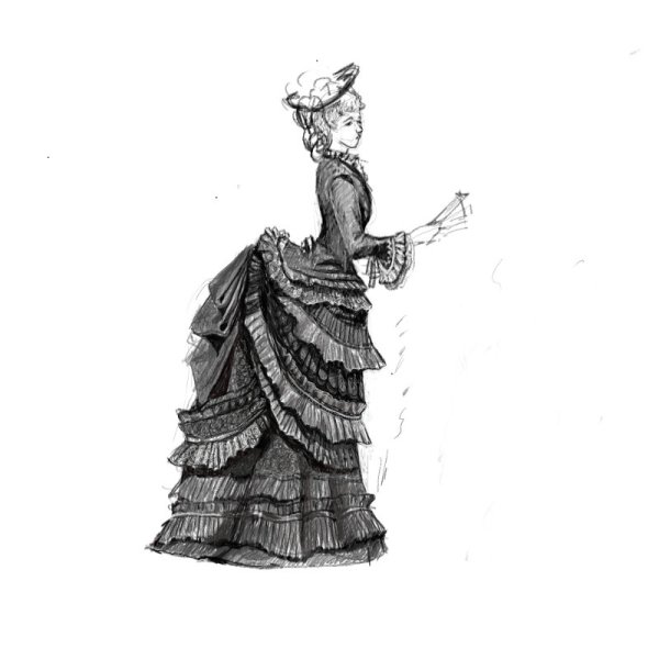 Набросок женщины в платье