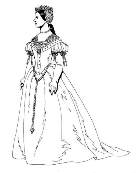 Девушка в бальном платье карандашом