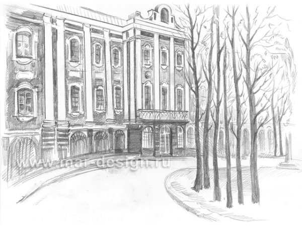Здания Питера карандашом