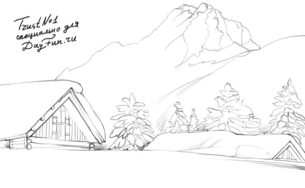Пейзажи для срисовывания карандашом