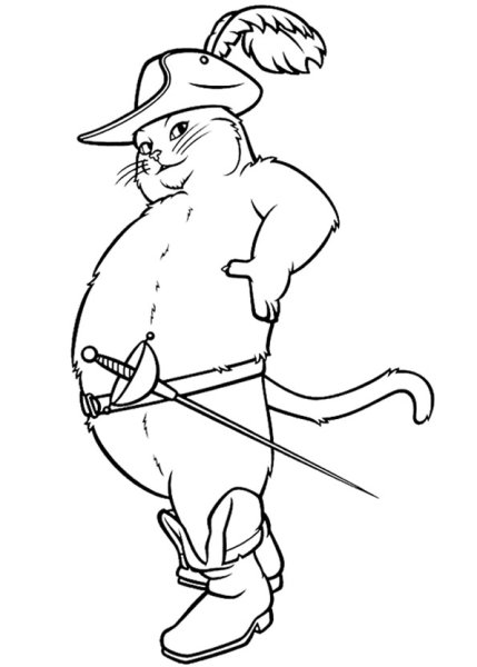 Кот в сапогах Шрек раскраска