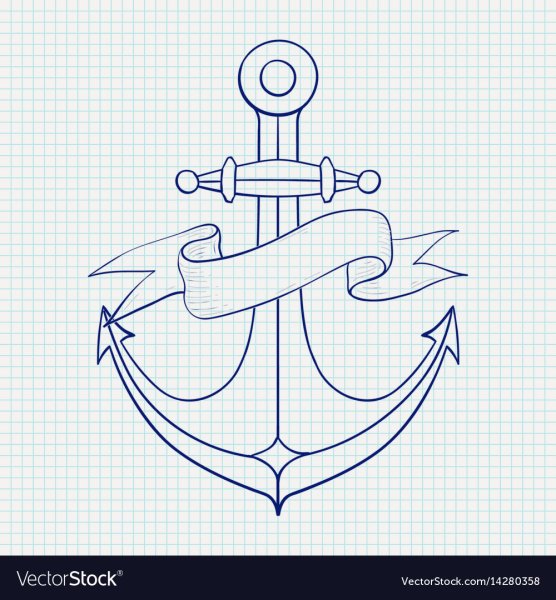 Якорь рисунок по клеткам