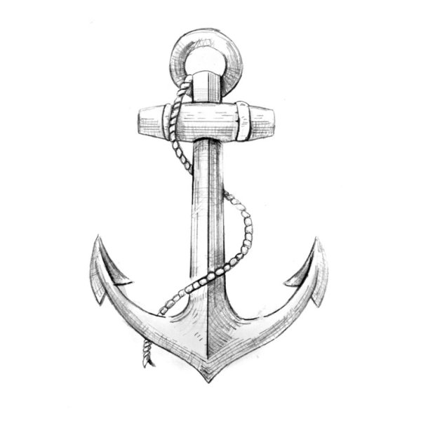 Якорь рисунок карандашом