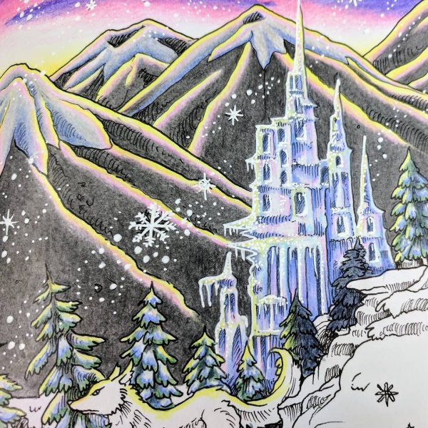 Замок снежной королевы разукрашка