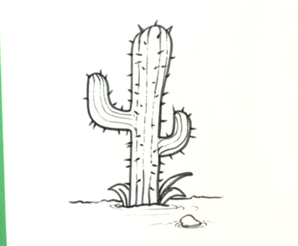 Рисование Кактус в горшке