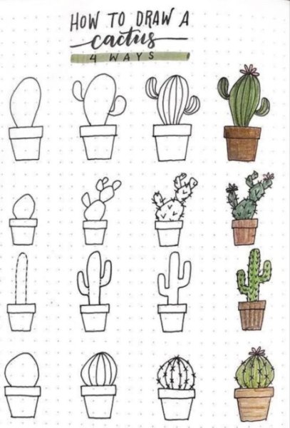 Кактус рисунок поэтапно