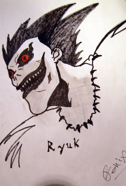 Рисунки карандашом аниме тетрадь смерти рюк