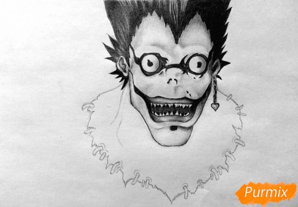 Рюк тетрадь смерти нарисовать карандашом
