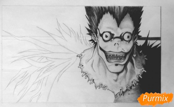 Рюк из аниме тетрадь смерти карандашом