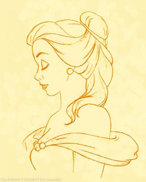 Белль Дисней для срисовки