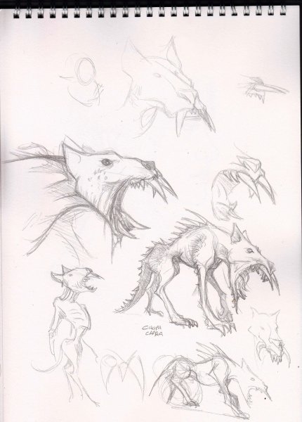 Рисунок чупакабры карандашом