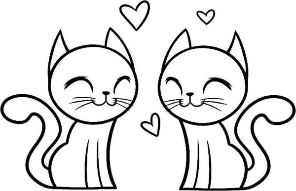 Раскраска котенок с сердечком