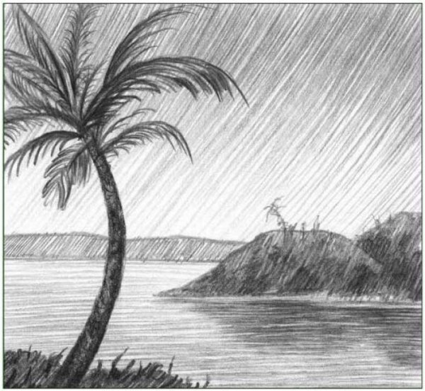 Пейзаж карандашом