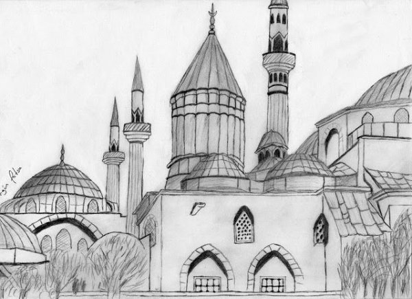 Мечеть Султанахмет рисунок