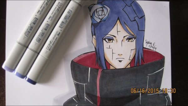 Нарисовать аниме Наруто Конан
