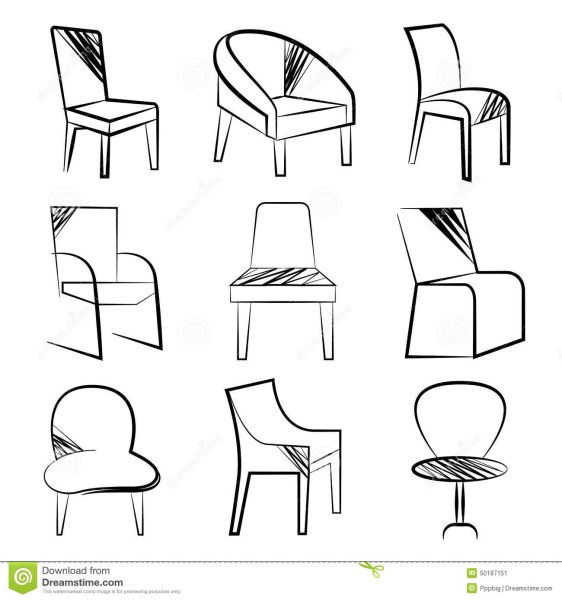 Легкие дизайнерские рисунки стульев