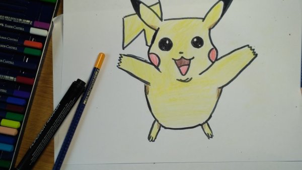 Пикачу маркерами лёгкий