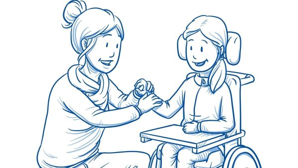 Картинка раскраска ребенок в инвалидной коляске